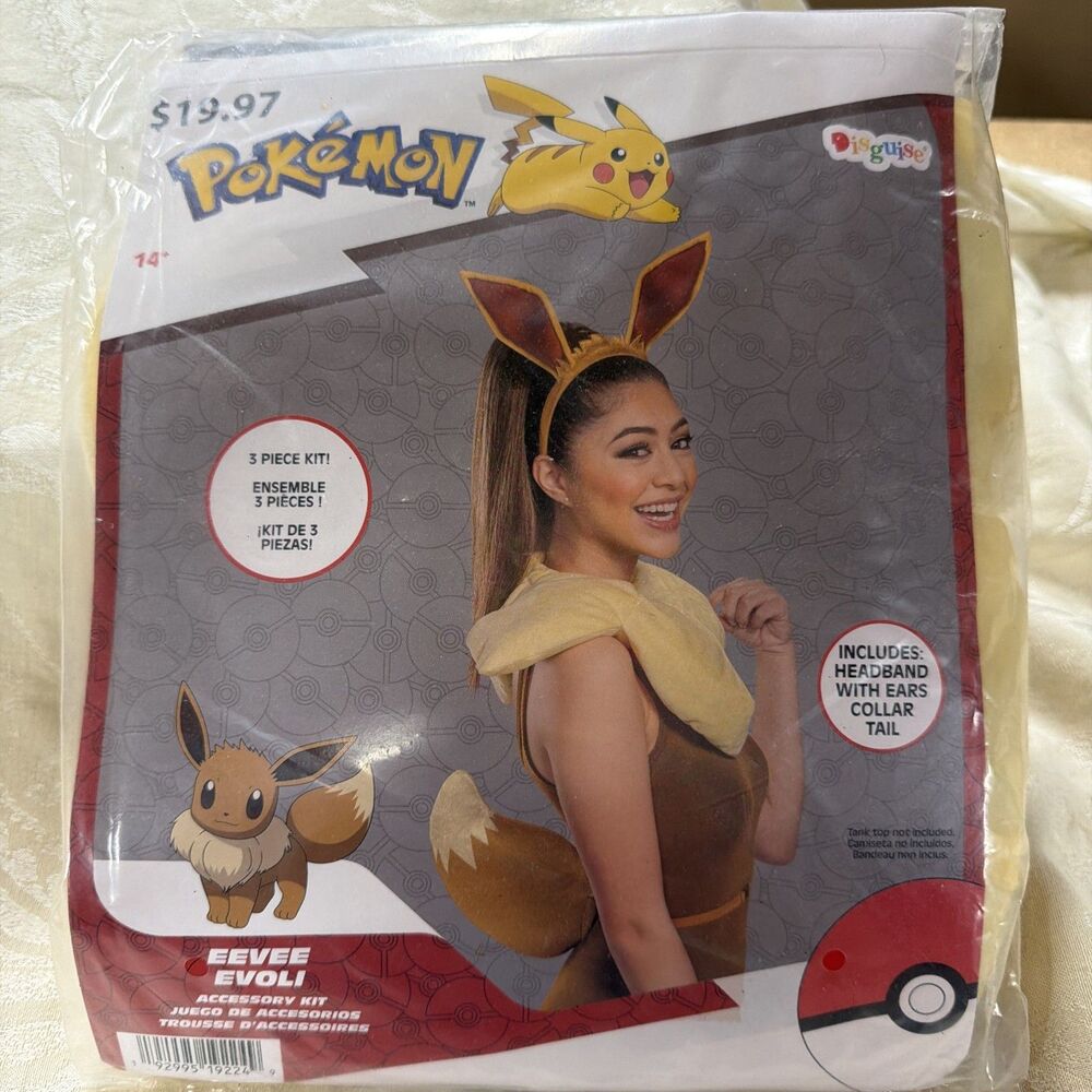 Pokemon Eevee Accessory Kit Cosplay Costume Headband, With Ears, Collar And Tail